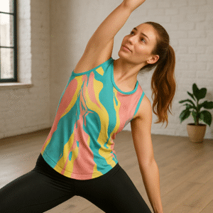 Women’s Marble Print Sports Tank Top – Soft Fit
