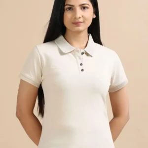 Women’s Sand Beige Polo T-Shirt – Cotton