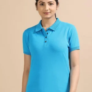 Women’s Aqua Cotton Polo T-Shirt – Soft Fit