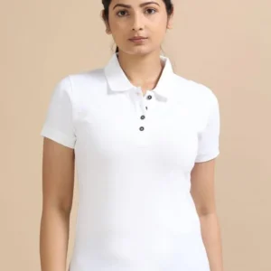 Women’s White Cotton Polo T-Shirt – Classic Fit
