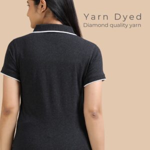 Women’s Charcoal Melange Cotton Polo