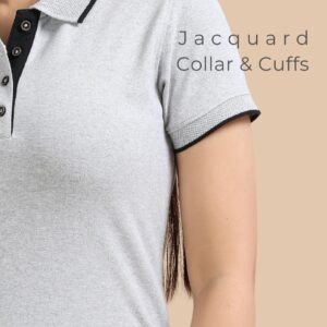 Women’s Heather Grey Polo – Soft Cotton